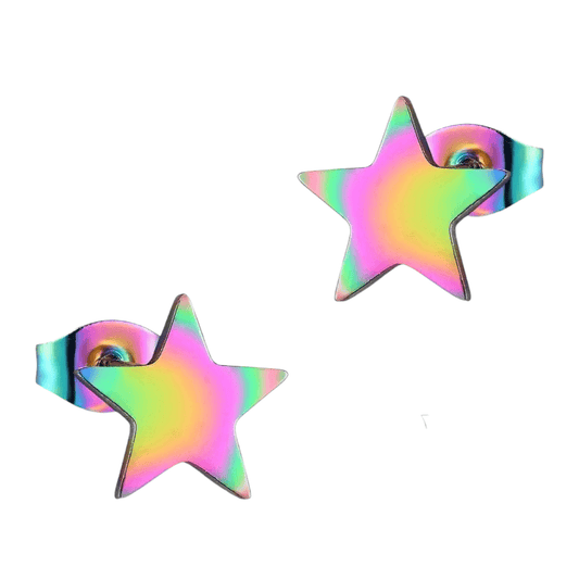 Ster oorstekers multikleur staal – 7mm compact - Aramat Jewels - Oorbellen - cadeautip