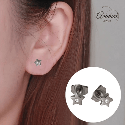 Ster oorstekers zilverkleur kristal – 6mm sprankel - Aramat Jewels - Oorbellen - cadeautip
