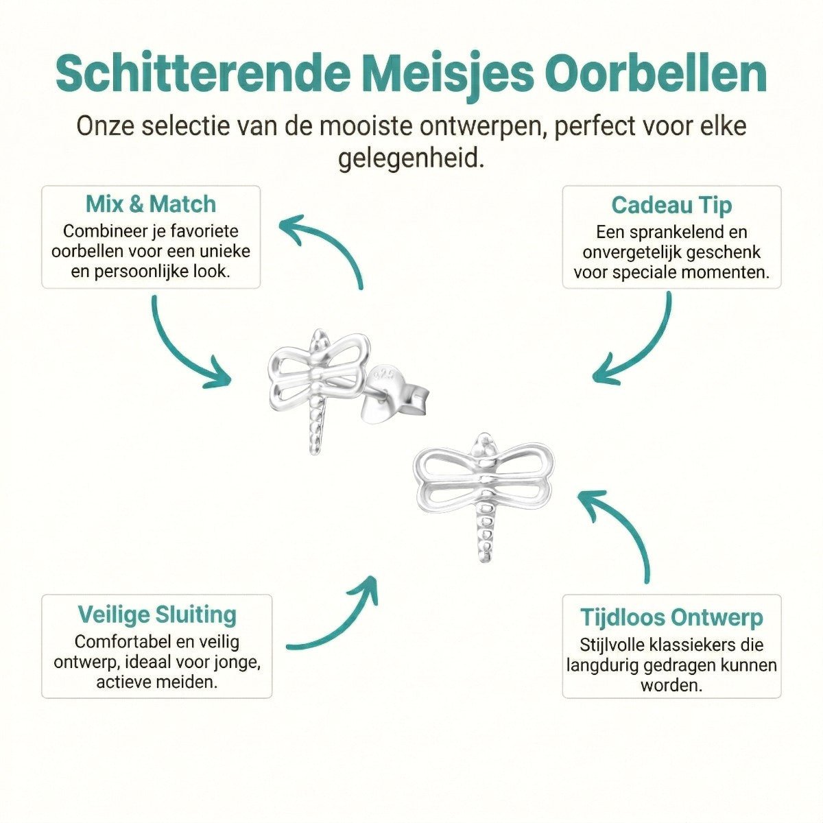 Sterling Zilveren Libelle Oorstekers 10x9mm – Natuur Design - Aramat Jewels - Oorbellen - cadeautip