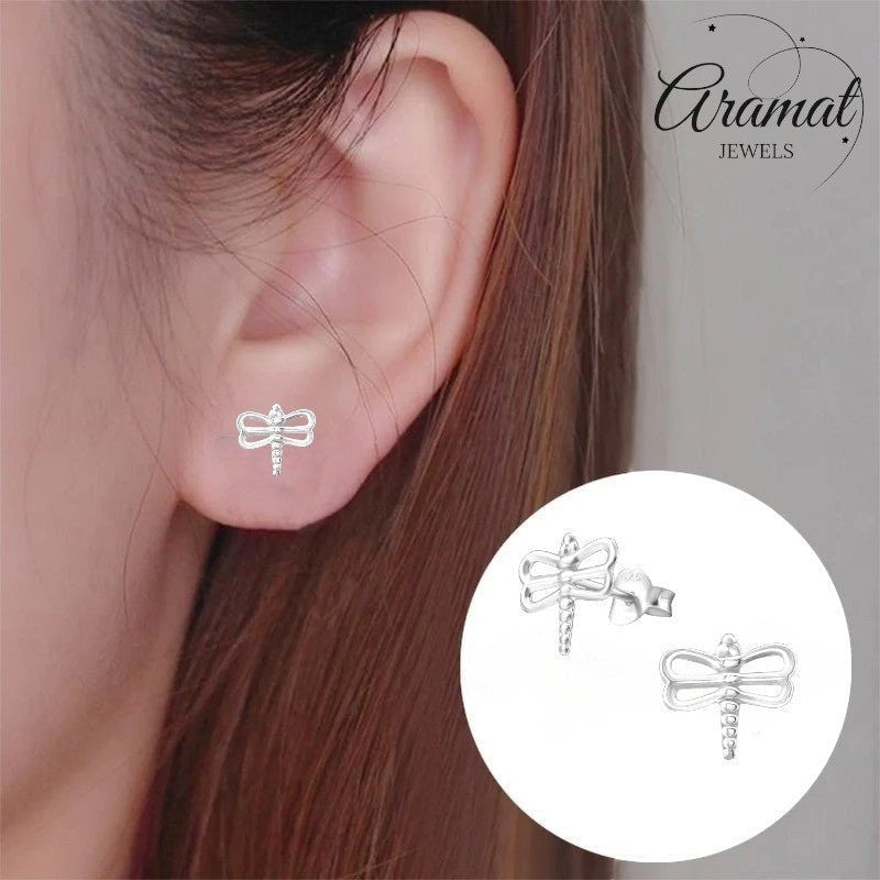 Sterling Zilveren Libelle Oorstekers 10x9mm – Natuur Design - Aramat Jewels - Oorbellen - cadeautip