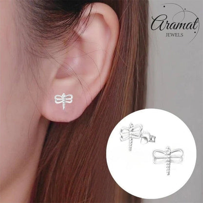 Sterling Zilveren Libelle Oorstekers 10x9mm – Natuur Design - Aramat Jewels - Oorbellen - cadeautip