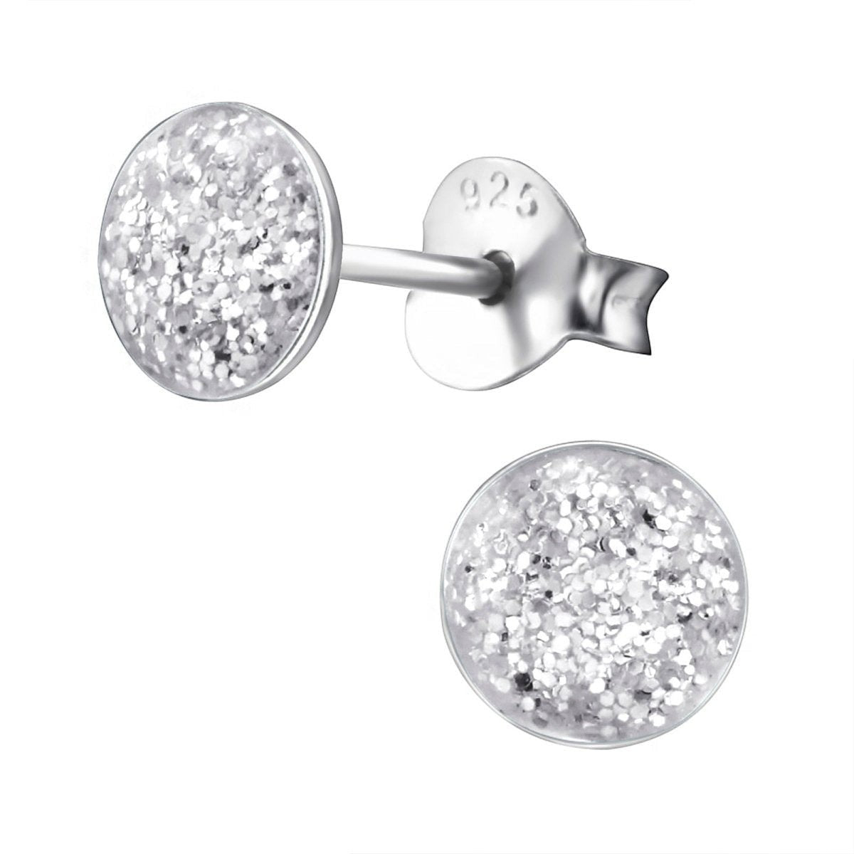 Sterling Zilveren Oorstekers Transparant Glitter 5mm - Aramat Jewels - RVS Sieraden - Oorbellen - cadeautip