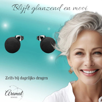 Stoere Zwarte Ronde Oorbellen - 10mm RVS - oor1970 - Oorbellen kopen# - 10mm - alles - cadeau