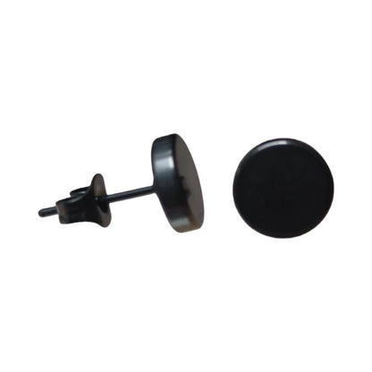 Stoere Zwarte Ronde Oorbellen - 7mm RVS - oor3155 - Oorbellen kopen# - 7mm - alles - cadeau
