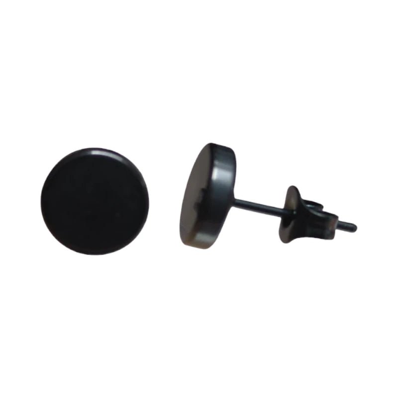Stoere Zwarte Ronde Oorbellen - 7mm RVS - oor3155 - Oorbellen kopen# - 7mm - alles - cadeau