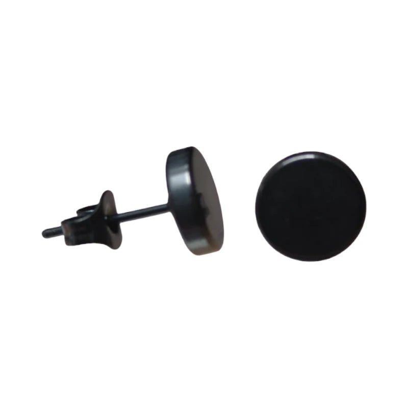 Stoere Zwarte Ronde Oorbellen - 8mm RVS - oor3156 - Oorbellen kopen# - 8mm - alles - cadeau