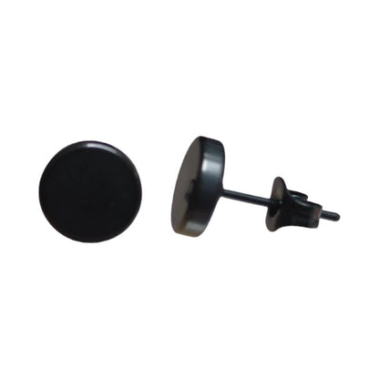 Stoere Zwarte Ronde Oorbellen - 8mm RVS - oor3156 - Oorbellen kopen# - 8mm - alles - cadeau