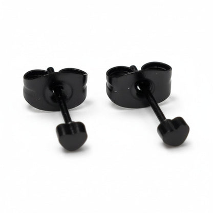 Stoere Zwarte Stalen Oorbellen hartje - Aramat Jewels - Oorbellen - cadeautip