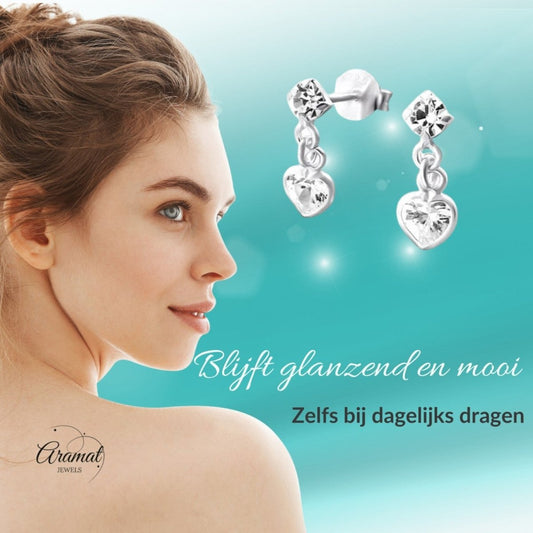 Stralende Zilveren Kinderoorknopjes met Hartje - Aramat Jewels - Oorbellen - cadeautip