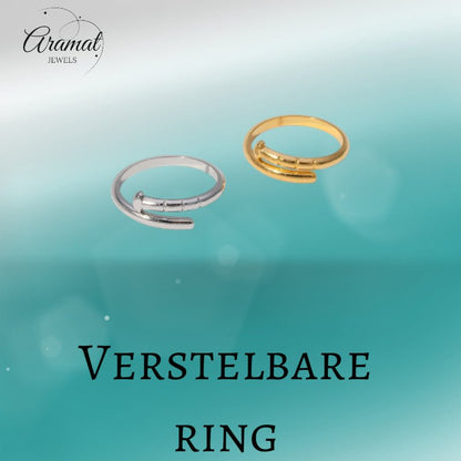 Tijdloze Open Ring met Spijker Design (RVS 4 mm) - Aramat Jewels - Ringen - cadeautip