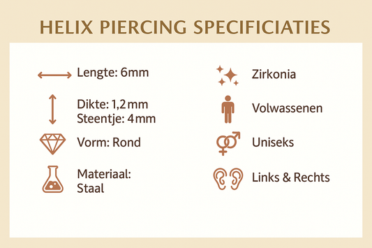 Tragus Helix Piercing – Zilverkleur – AB Zirkonia (4mm) - Aramat Jewels - Piercings - cadeautip