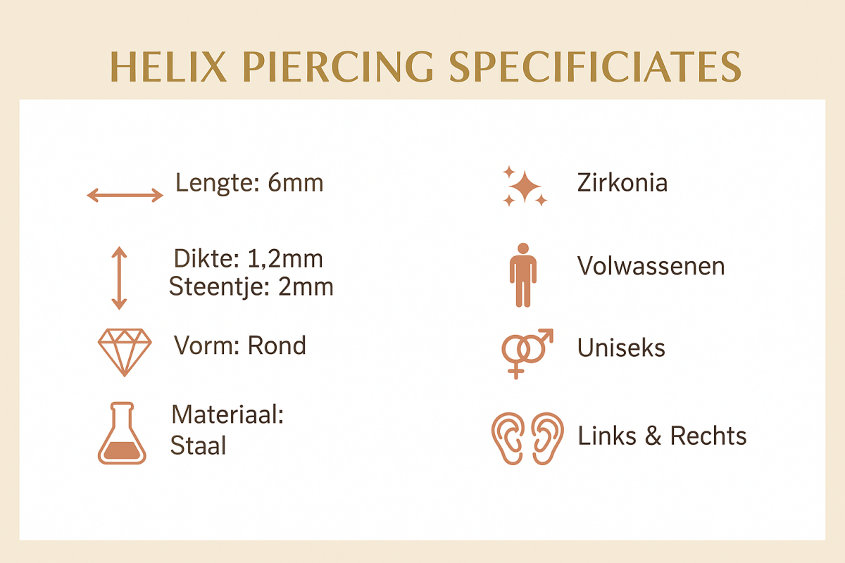 Tragus Piercing Zwart AB Zirkonia 6mm 1.2mm - Aramat Jewels - Piercings - cadeautip