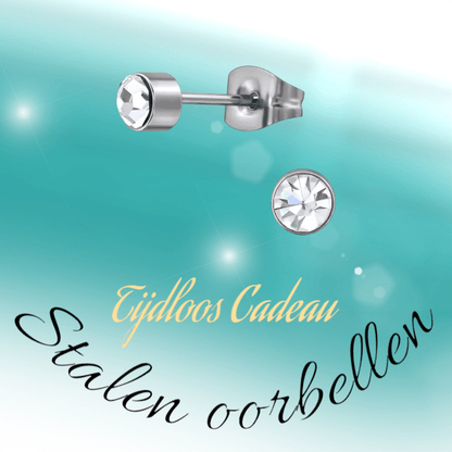 Transparante kristal oorstekers – 4mm zilver RVS - Aramat Jewels - Oorbellen - cadeautip