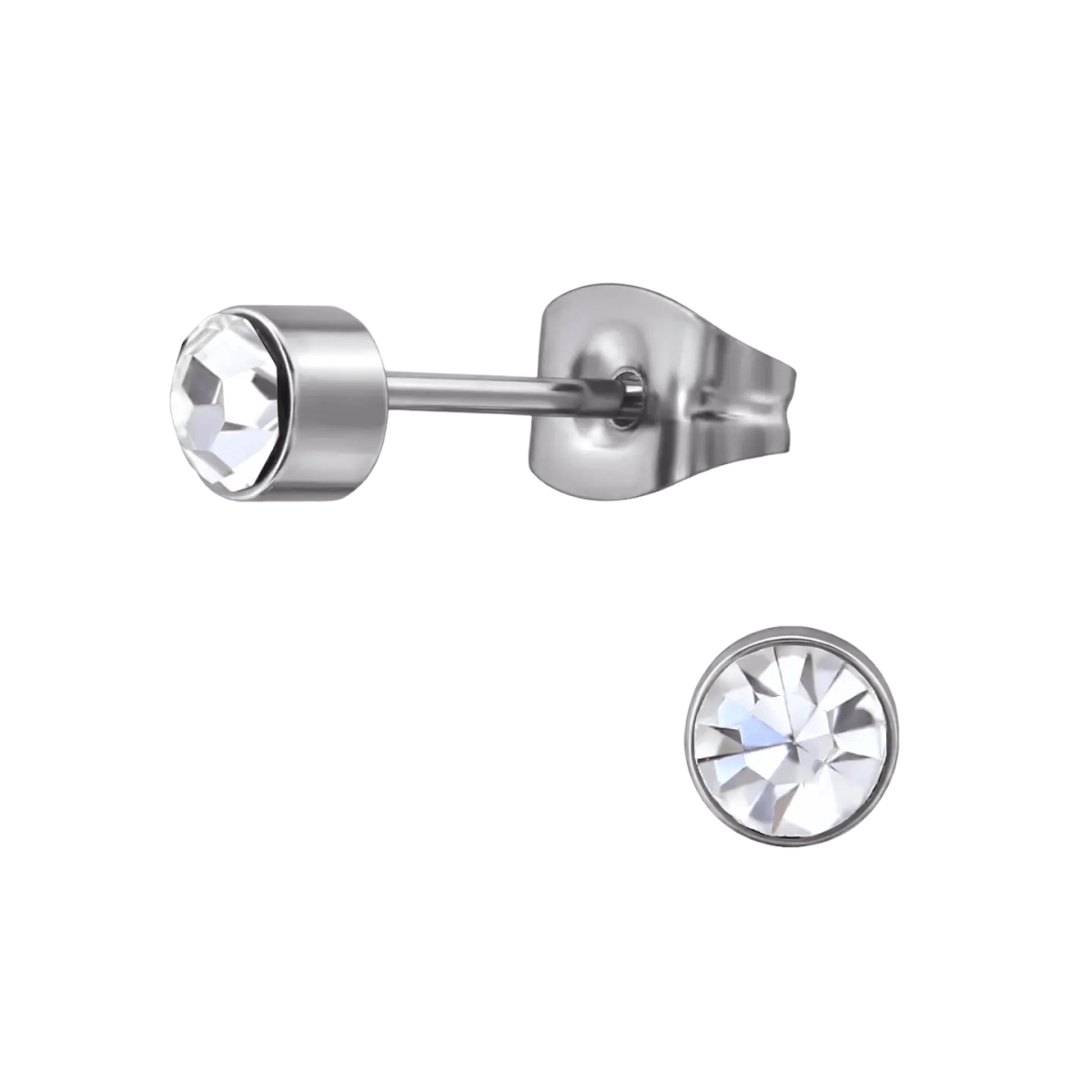 Transparante kristal oorstekers – 4mm zilver RVS - Aramat Jewels - Oorbellen - cadeautip