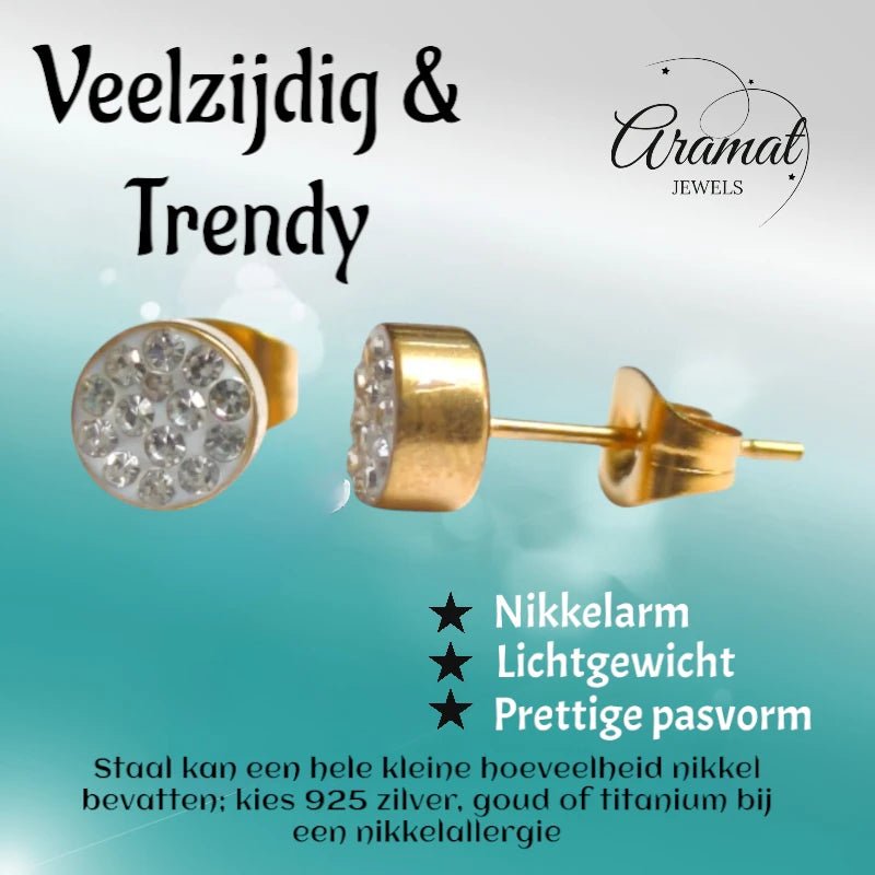 Transparante kristallen oorstekers 6 mm – goudkleurig - oor3102 - Oorbellen kopen# - 6mm - alles - cadeau