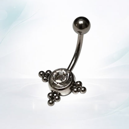 Transparent Zirconia Dots Navel Piercing