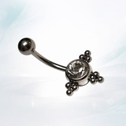 Transparent Zirconia Dots Navel Piercing