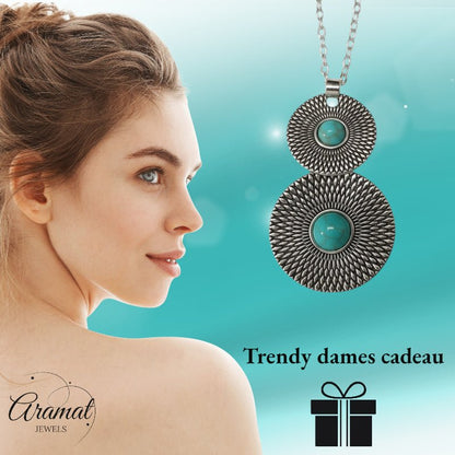 Trendy Bohemien Halsketting met Gemarmerde Steen - Aramat Jewels - Halskettingen - cadeautip
