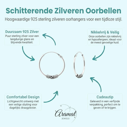 Trendy Geoxideerde Bali Oorringen 18mm - Aramat Jewels - Oorringen - cadeautip