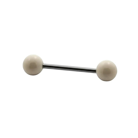 Aramat Jewels steel tongue barbell with pearl ends, 16mm length, 1.6mm thickness, hypoallergenic.