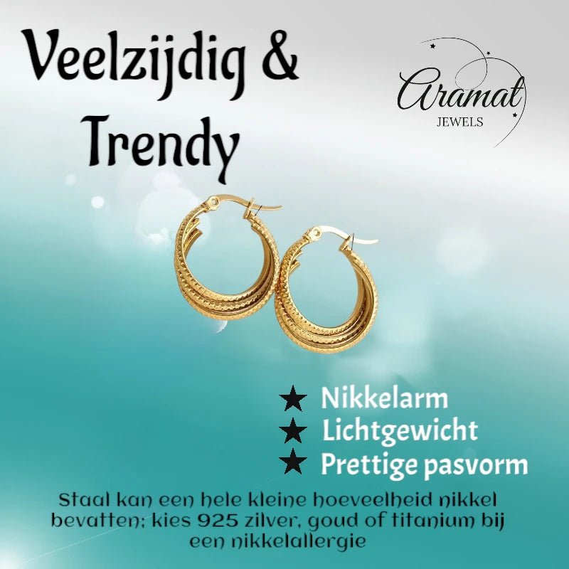 Triple Goudkleurige Oorringen Rond – 20x7,5mm - oor6297 - 538788 - Oorringen kopen# - 20mm - alles - cadeau