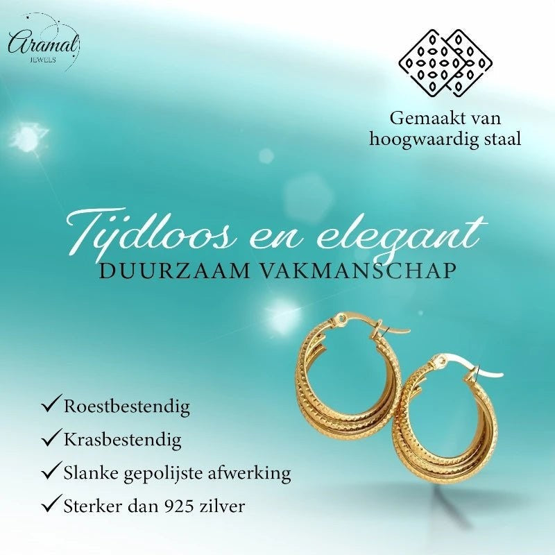 Triple Goudkleurige Oorringen Rond – 20x7,5mm - oor6297 - 538788 - Oorringen kopen# - 20mm - alles - cadeau
