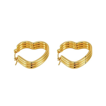 Triple Hart Oorringen Goudkleurig - Liefdevolle Statement - oor6283 - 827751 - Oorringen kopen# - 25mm - alles - cadeau