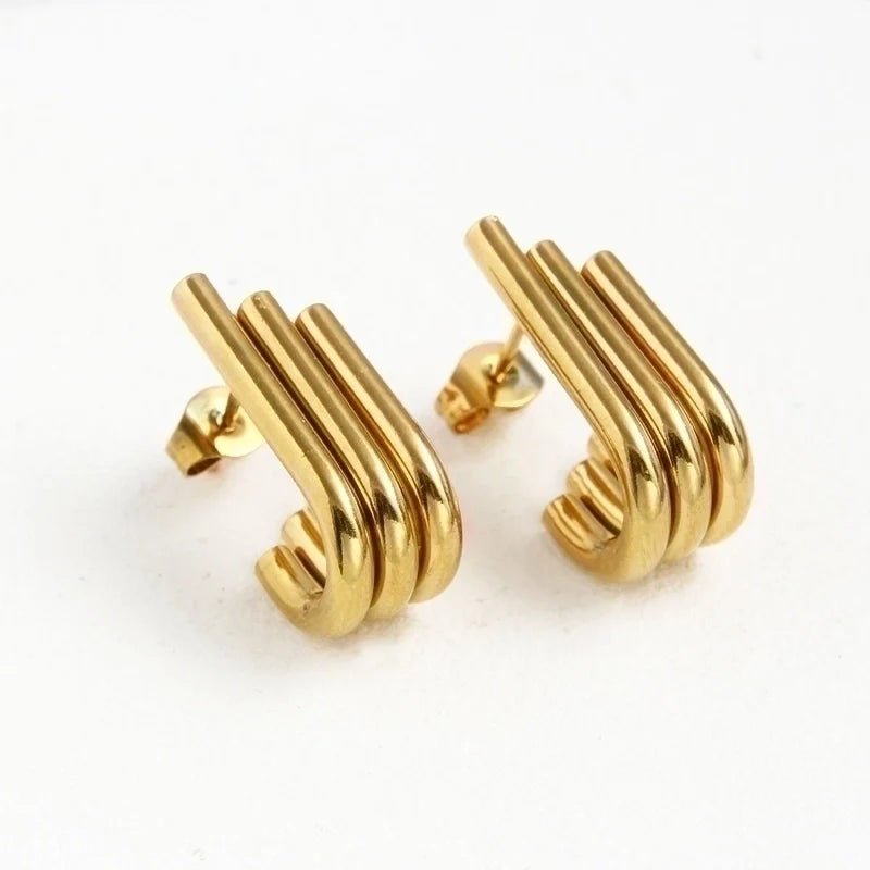Triple Oorstekers Goudkleurig - Halve Hoepel Design - oor6282 - 536094 - Oorbellen kopen# - 20mm - alles - cadeau