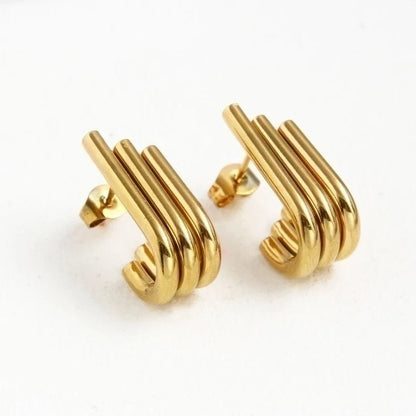 Triple Oorstekers Goudkleurig - Halve Hoepel Design - oor6282 - 536094 - Oorbellen kopen# - 20mm - alles - cadeau