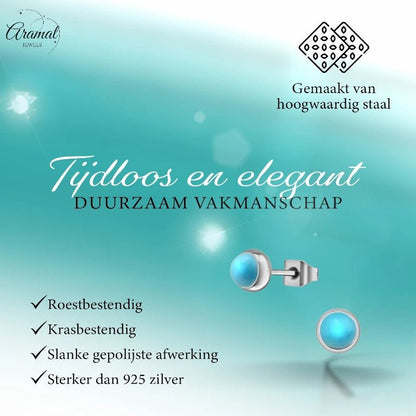 Turquoise Stalen Oorbellen – 5mm Zilverkleurig - oor1924 - 34482 - Oorbellen kopen# - 5mm - alles - blauw
