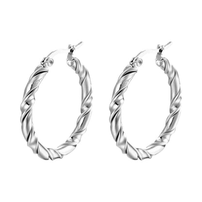 Twisted Hoepel Oorringen 30mm - Zilverkleurig - RVS - Creolen - Aramat Jewels - Oorringen - cadeautip