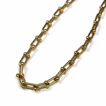 U - Schakel Ketting met Bolletjes 40+5cm - Staal - Aramat Jewels - RVS Sieraden - Halskettingen - cadeautip