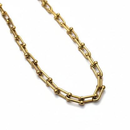 U - Schakel Ketting met Bolletjes 40+5cm - Staal - Aramat Jewels - RVS Sieraden - Halskettingen - cadeautip