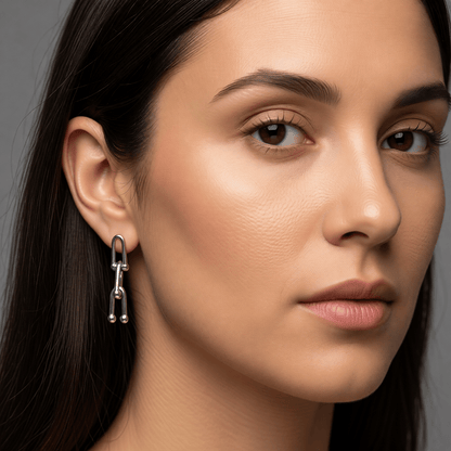 U - Schakel Oorbellen 35x8mm Staal - Aramat Jewels - Oorbellen - cadeautip