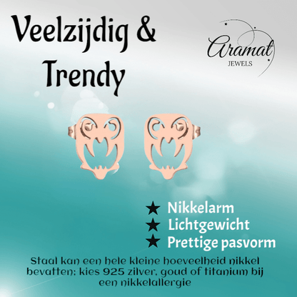 Uil Oorbellen Rosékleurig RVS – 9x7mm – Dierenoorbellen Meisje & Vrouw - oor2138 - Oorbellen kopen# - 9mm - alles - cadeau