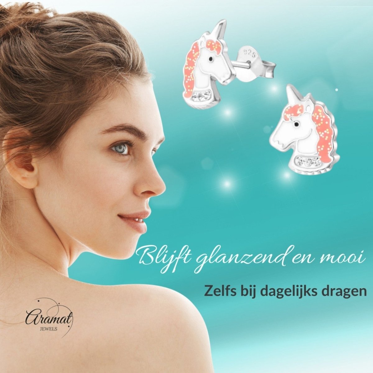Unieke Zilveren Unicorn Oorbellen - Cadeau voor Kind - Aramat Jewels - Oorbellen - cadeautip