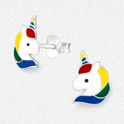 Unieke Zilveren Unicorn Oorbellen - Regenboog Cadeautje - Aramat Jewels - Oorbellen - cadeautip