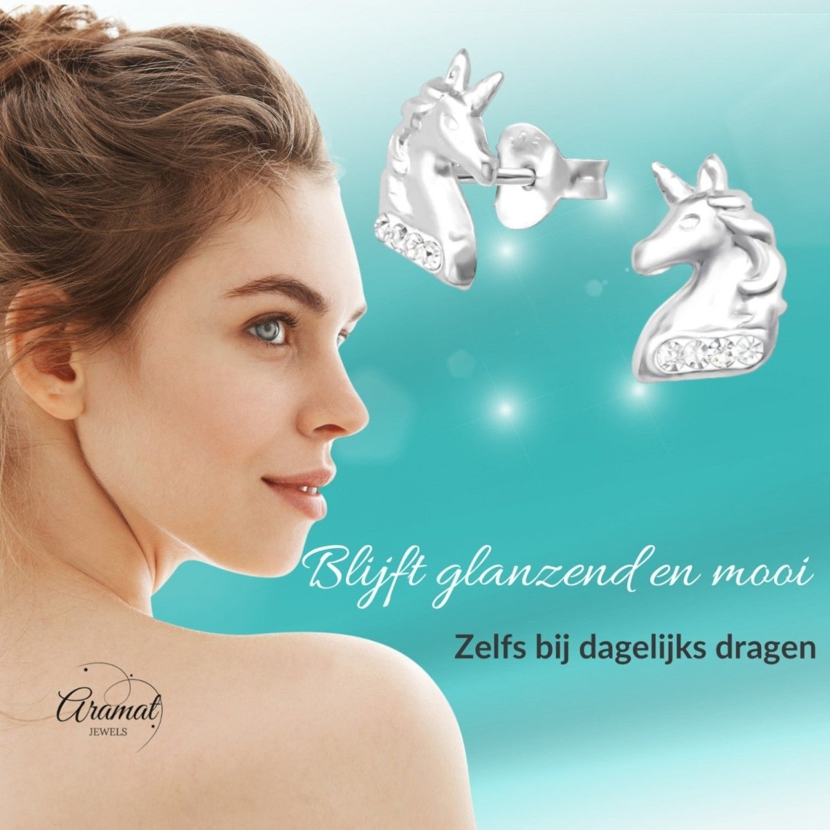 Unieke Zilveren Unicorn Oorbellen - Tijdloos & Stralend - Aramat Jewels - Oorbellen - cadeautip