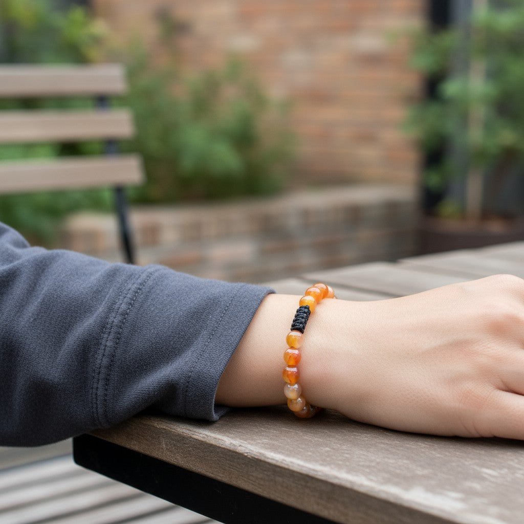 Verstelbare Armband Oranje Gestreept Agaat - Aramat Jewels - Armbanden - cadeautip