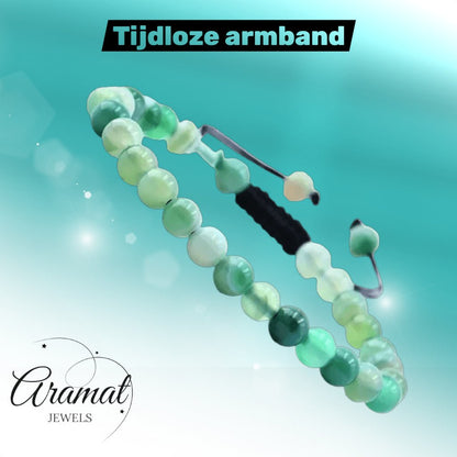 Verstelbare Groene Streepagaat Armband - Aramat Jewels - Armbanden - cadeautip