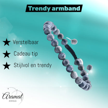 Verstelbare Larvikiet Labradoriet Armband - Aramat Jewels - Armbanden - cadeautip