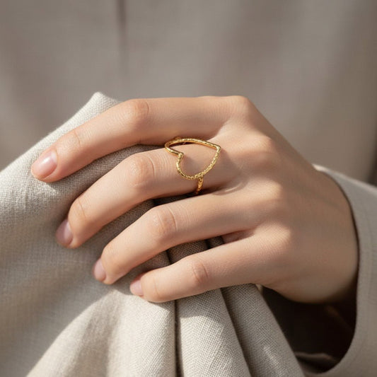 Verstelbare Ring met Groot Open Hart 19mm - Stainless Steel - Aramat Jewels - Ringen - cadeautip