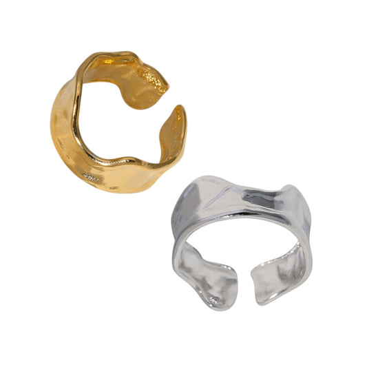 Verstelbare RVS Damesring met Getrommeld Design - 11mm breed - Aramat Jewels - Ringen - cadeautip