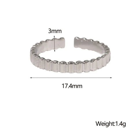 Verstelbare RVS Ring met Blokjes Motief - 3mm Breed - Aramat Jewels - Ringen - cadeautip