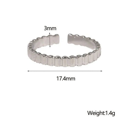 Verstelbare RVS Ring met Blokjes Motief - 3mm Breed - Aramat Jewels - Ringen - cadeautip