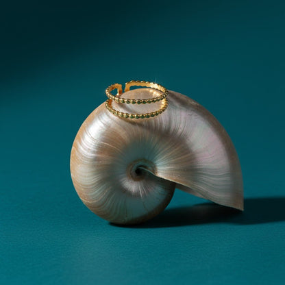 Verstelbare RVS Ring met Dubbele Bolletjeslijn (7 mm) - Aramat Jewels - Ringen - cadeautip