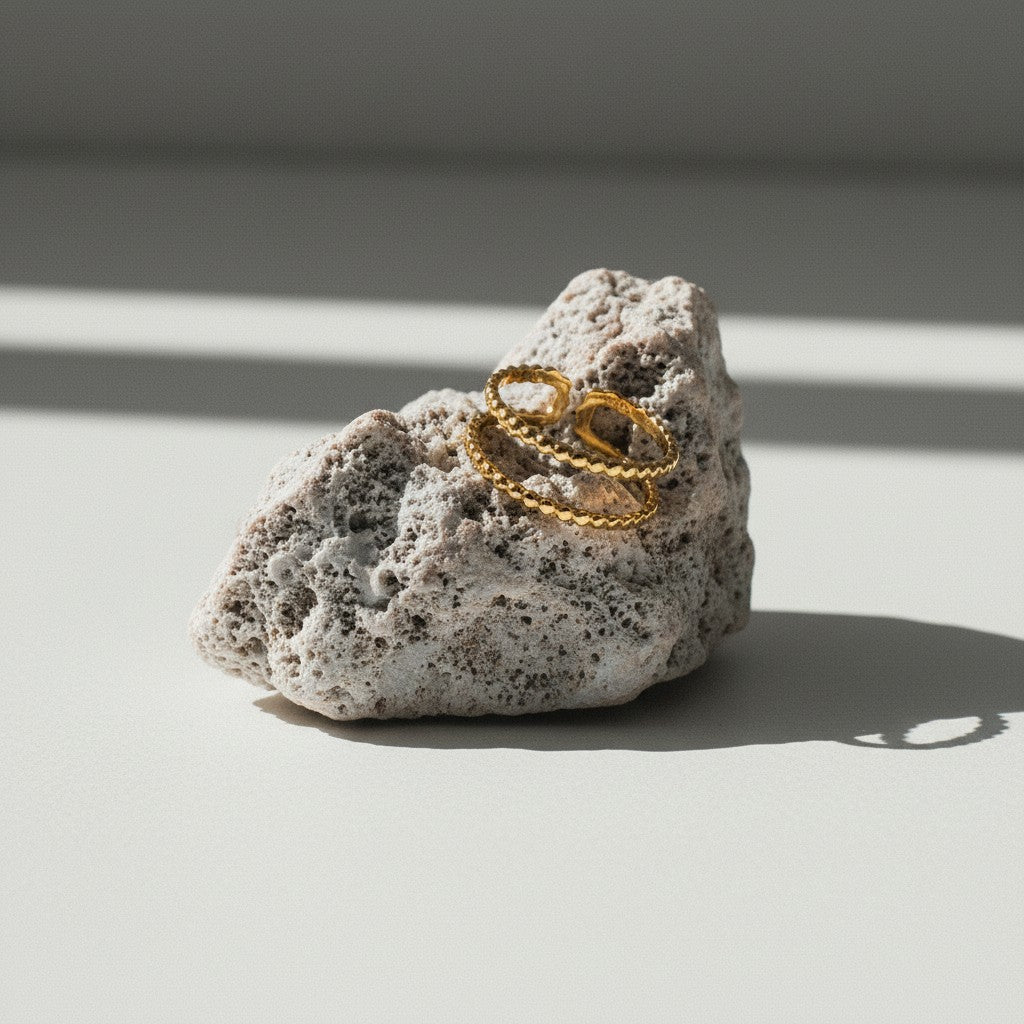 Verstelbare RVS Ring met Dubbele Bolletjeslijn (7 mm) - Aramat Jewels - Ringen - cadeautip