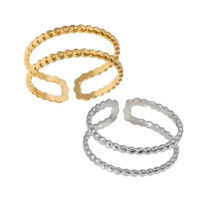 Verstelbare RVS Ring met Dubbele Bolletjeslijn (7 mm) - Aramat Jewels - Ringen - cadeautip