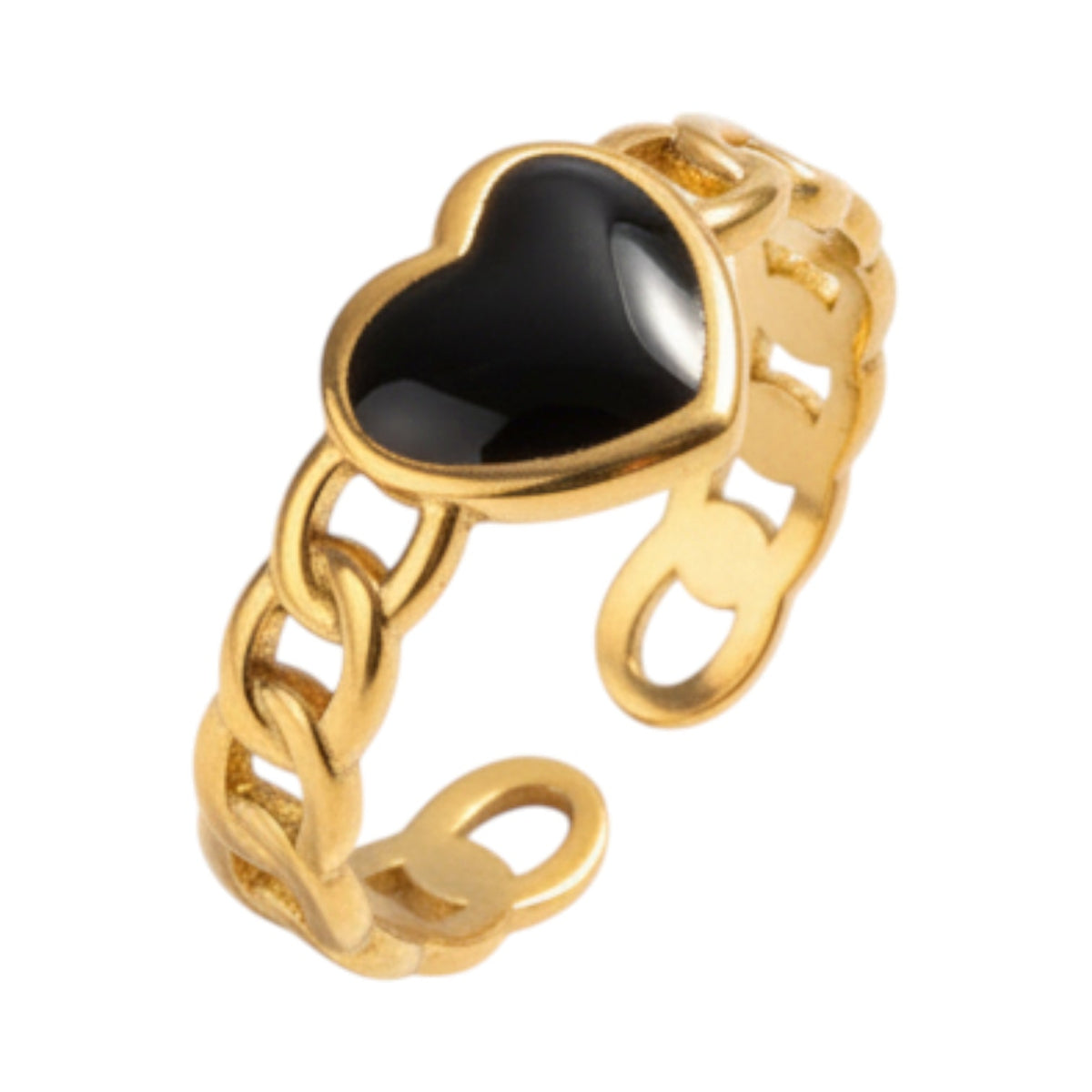 Verstelbare RVS Ring met Emaille Hartje - Goudkleur (8 mm) - Aramat Jewels - Ringen - cadeautip