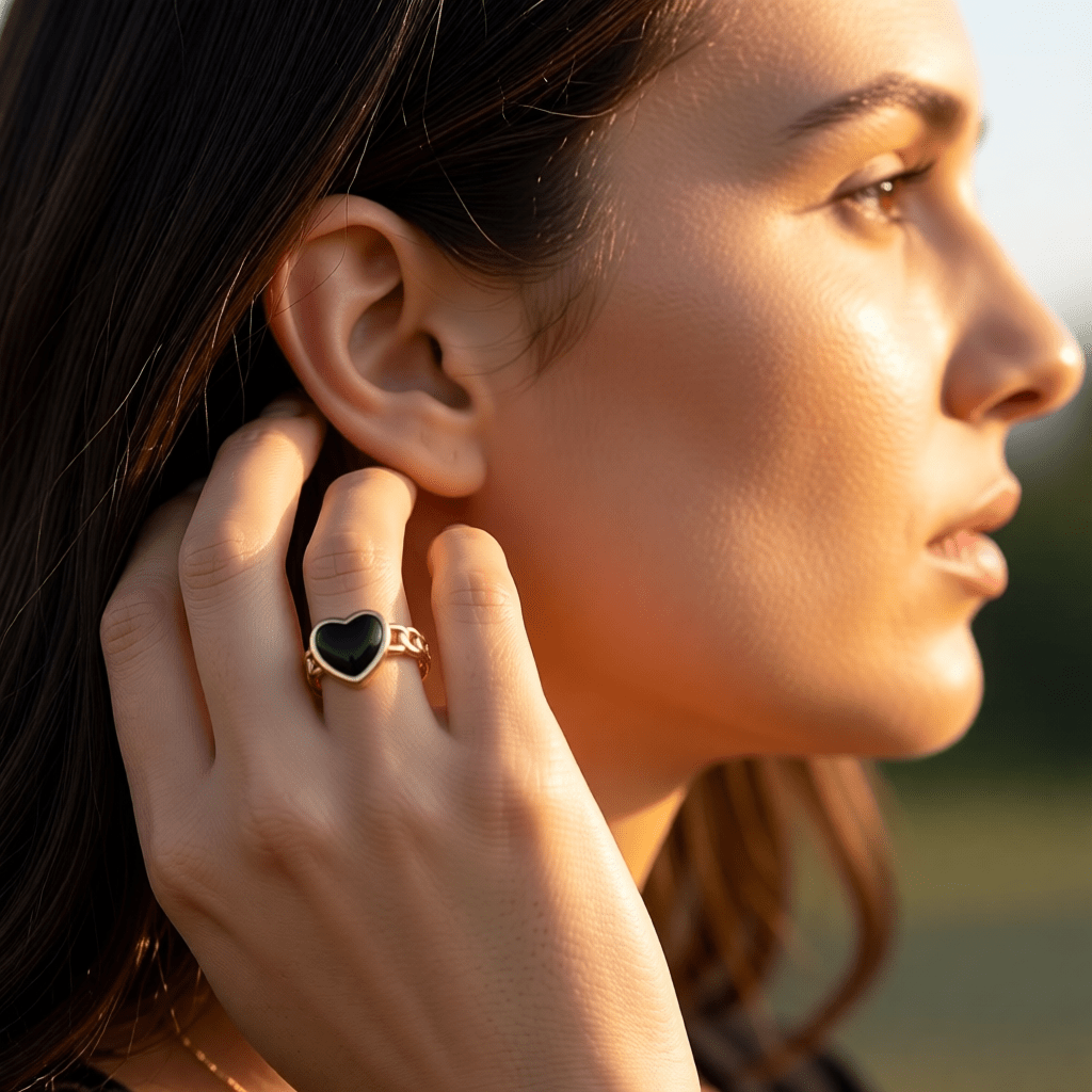 Verstelbare RVS Ring met Emaille Hartje - Goudkleur (8 mm) - Aramat Jewels - Ringen - cadeautip